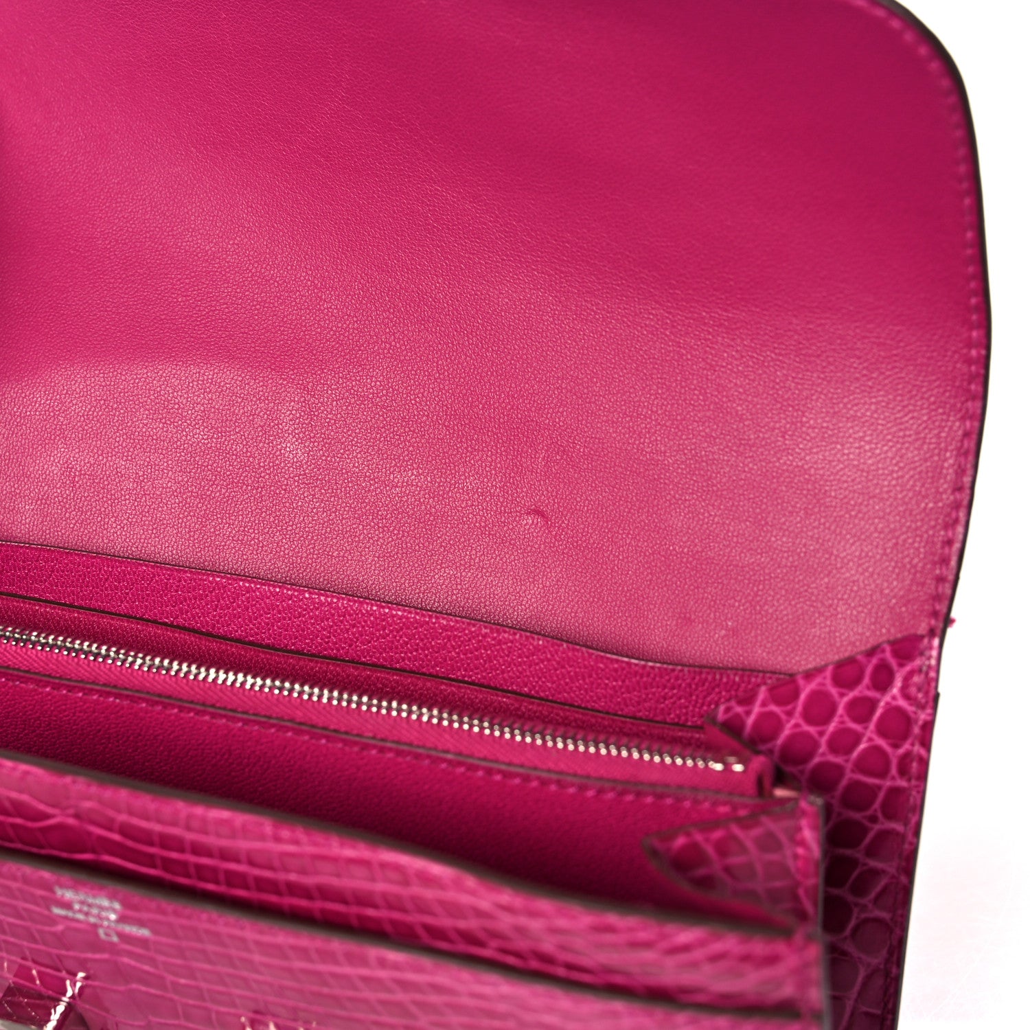 Hermes Shiny Alligator Constance Long Wallet Rose Scheherazade 12 of 13
