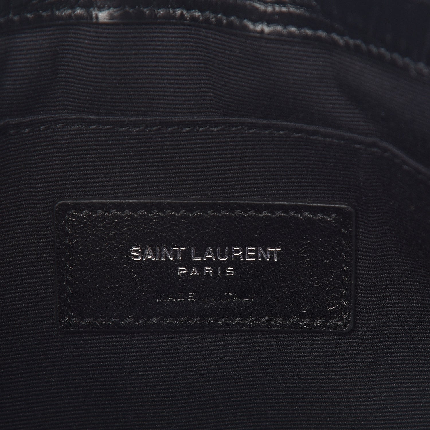 Saint Laurent Calfskin Crocodile Embossed Monogram Zip Pouch Black 6 of 8