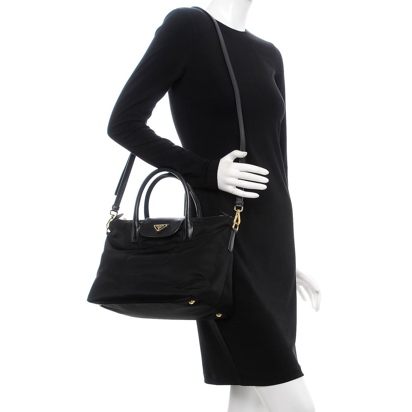 Saffiano Tessuto Nylon Tote Black
