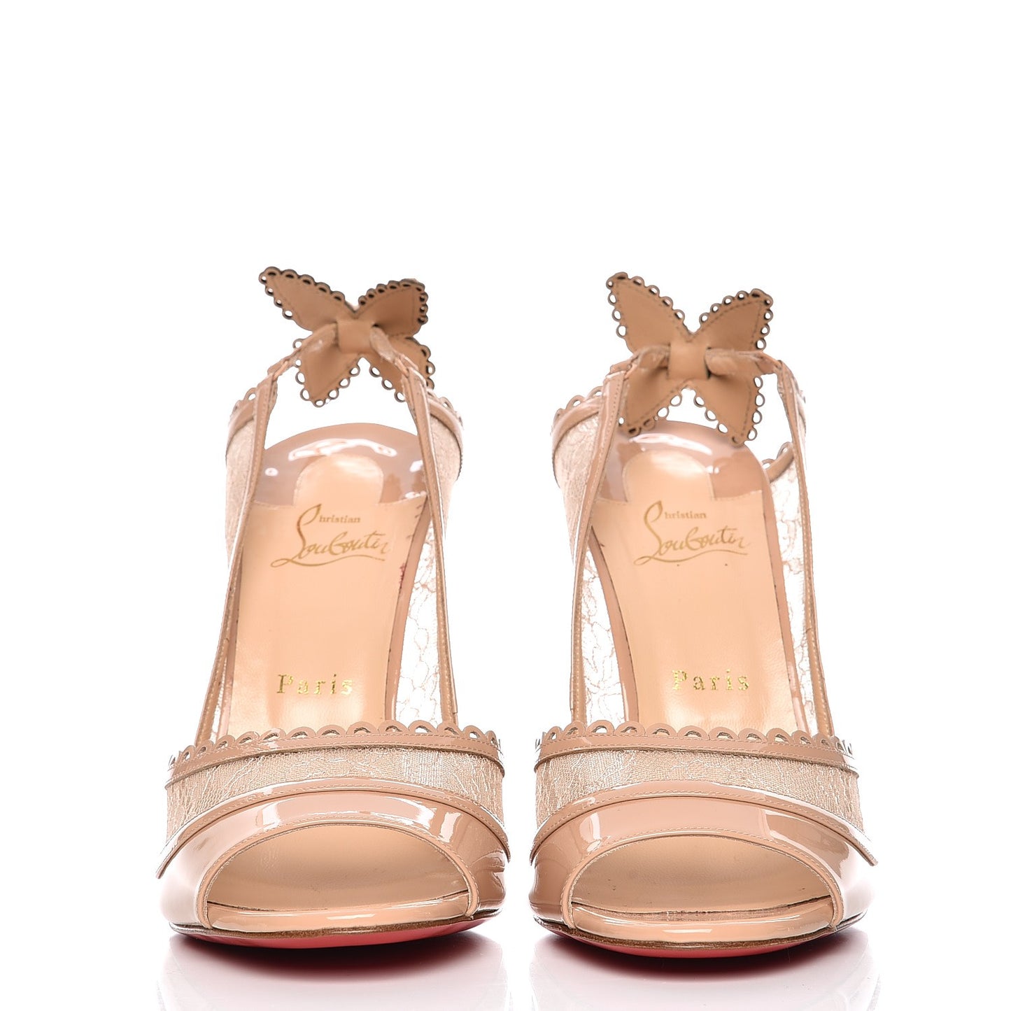 Patent Lace Hot Spring Butterfly 100 Open Toe Pumps 41.5 Version Doudou