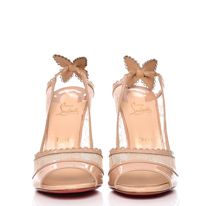Christian Louboutin Patent Lace Hot Spring Butterfly 100 Open Toe Pumps 41.5 Version Doudou 4 of 10