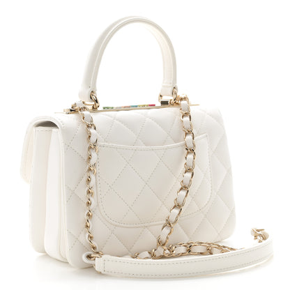 Chanel Lambskin Lacquered Quilted Mini Trendy CC Dual Handle Flap Bag White 3 of 11