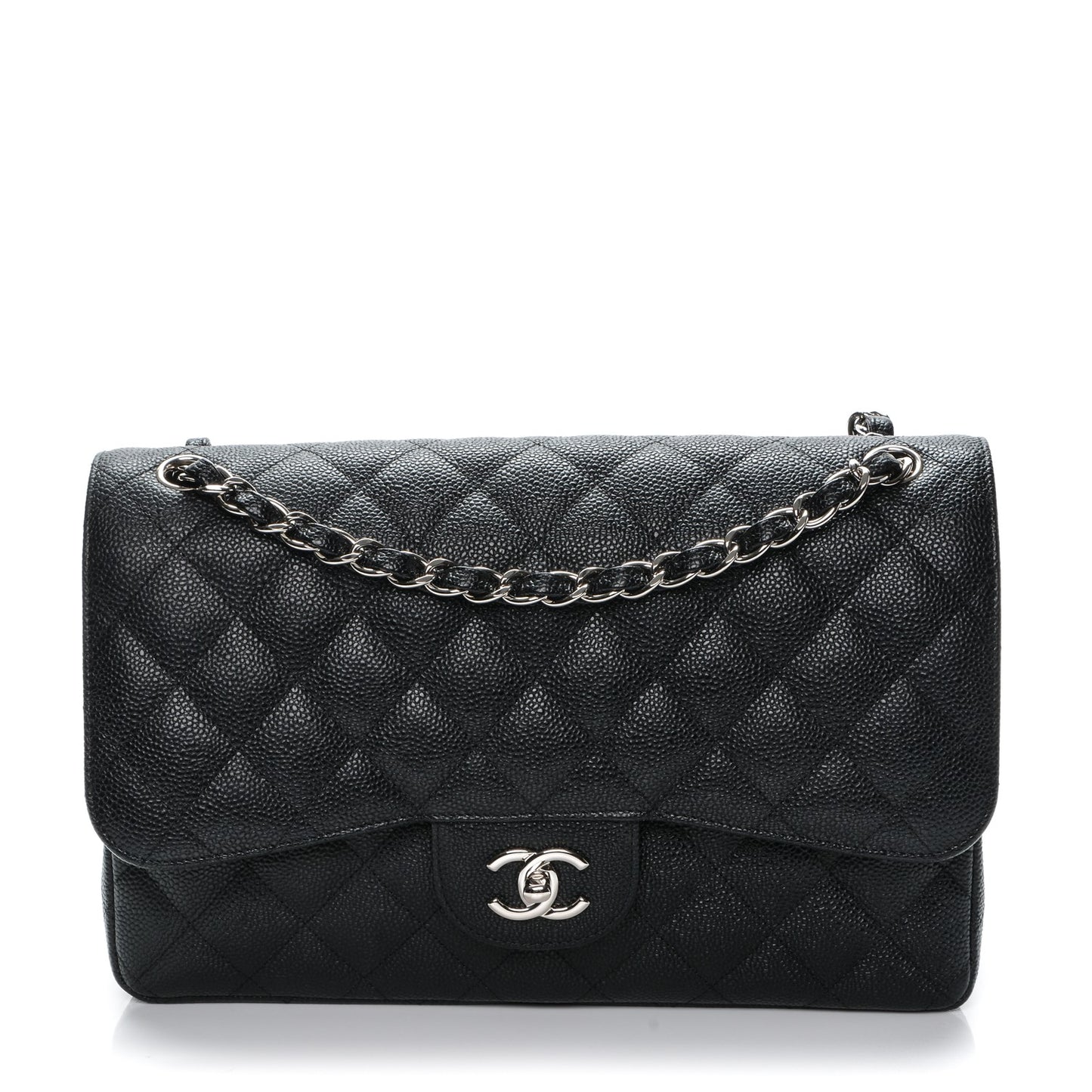 Caviar Quilted Jumbo Double Flap Black