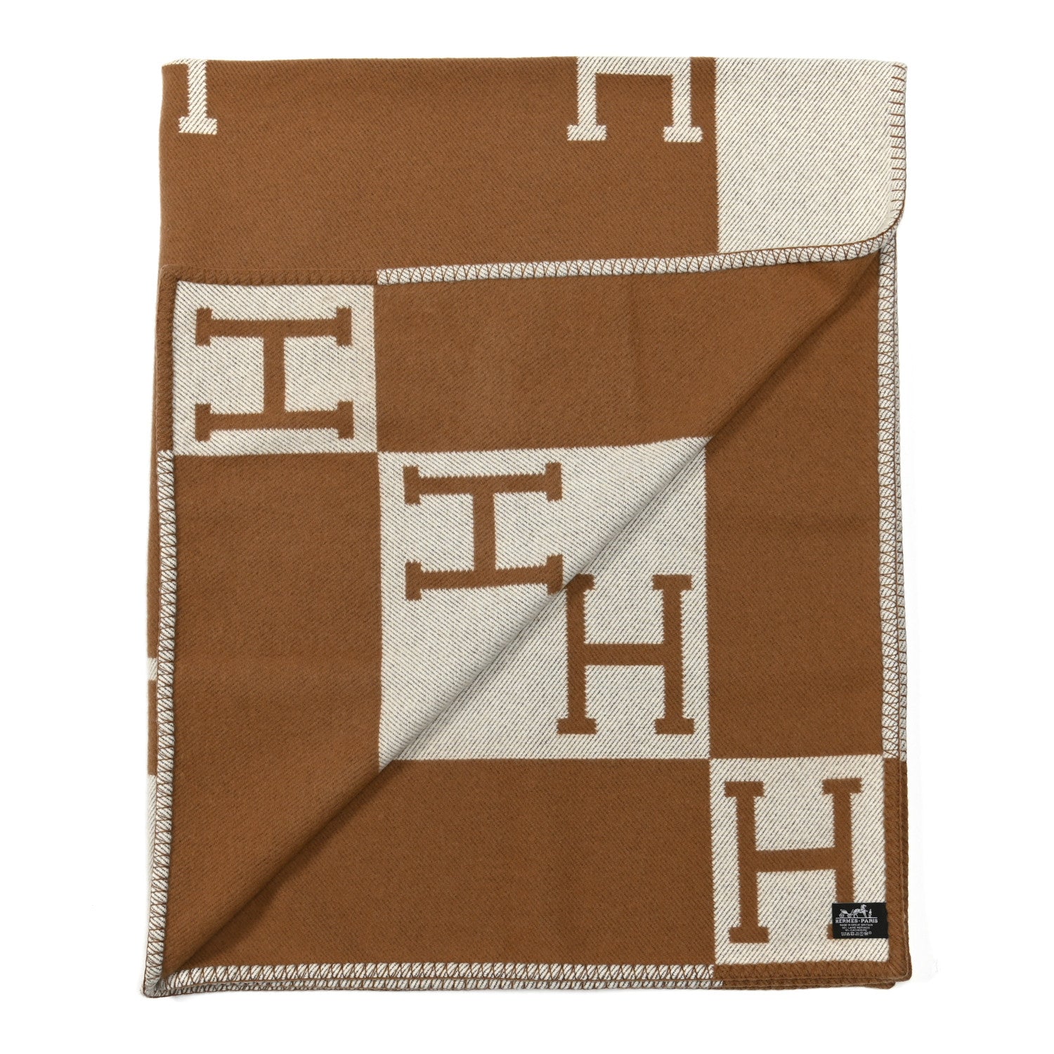 Hermes Wool Cashmere New Classic Avalon Blanket Ecru Camel 2 of 3
