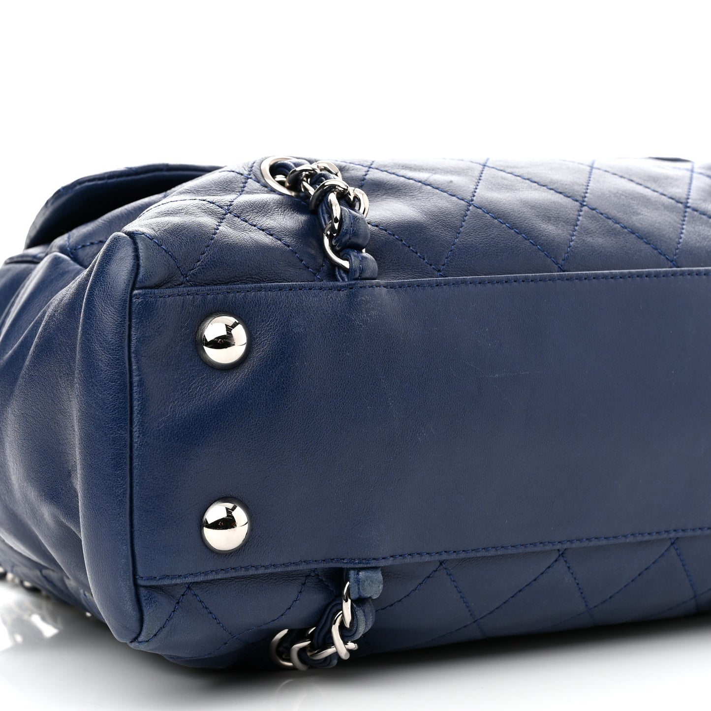 Lambskin Quilted Medium Chain Around Tote Blue