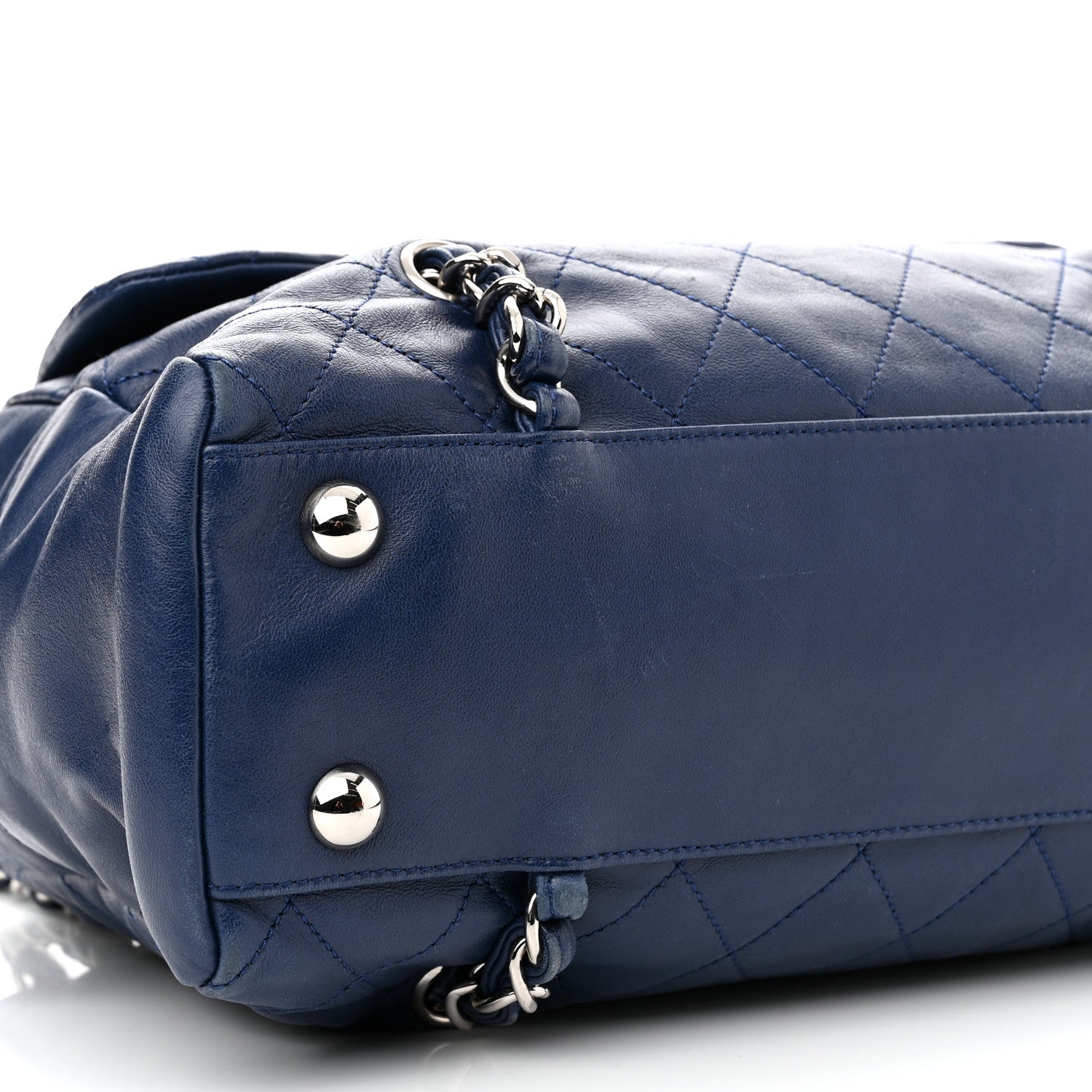 Chanel Lambskin Quilted Medium Chain Around Tote Blue 9 of 12