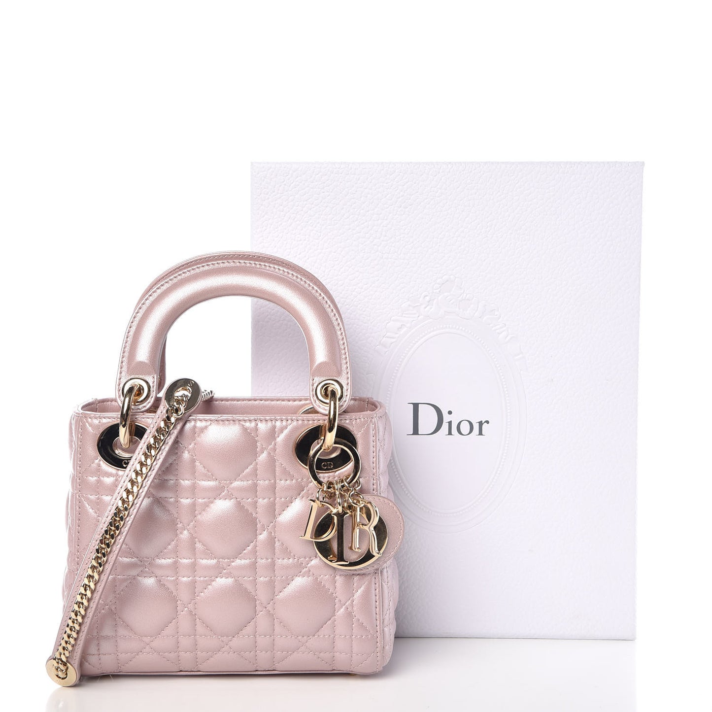 Metallic Lambskin Cannage Mini Lady Dior Lotus