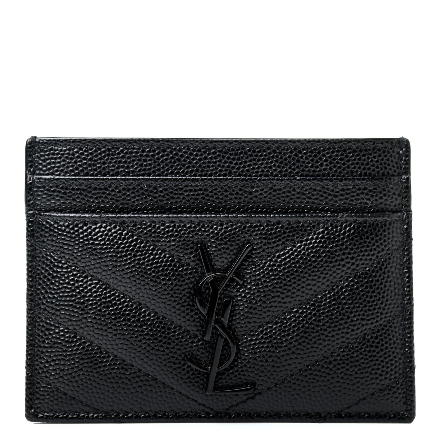 Grain De Poudre Matelasse Chevron Monogram Credit Card Case Black