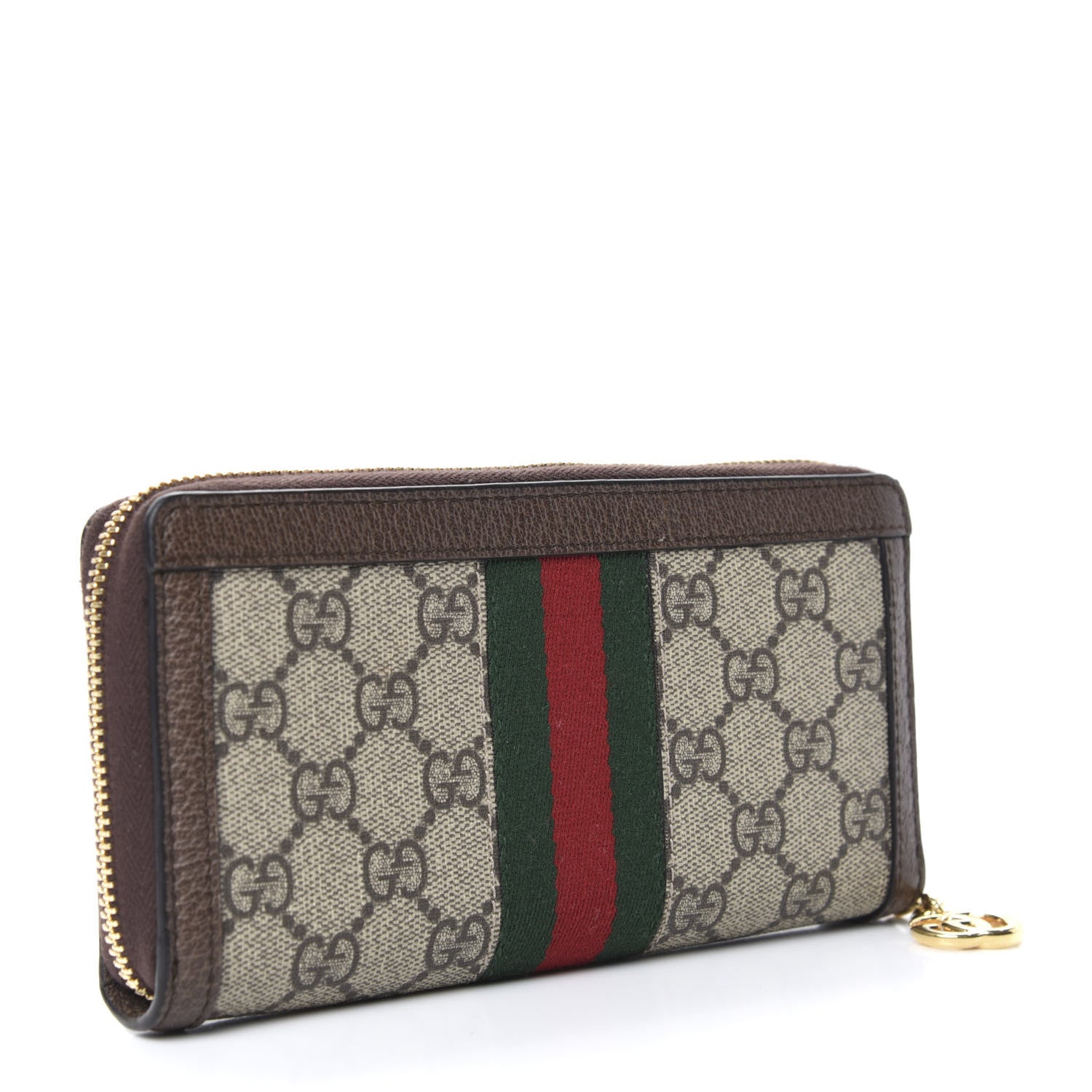 Gucci GG Supreme Monogram Web Ophidia Zip Around Wallet Brown 3 of 7