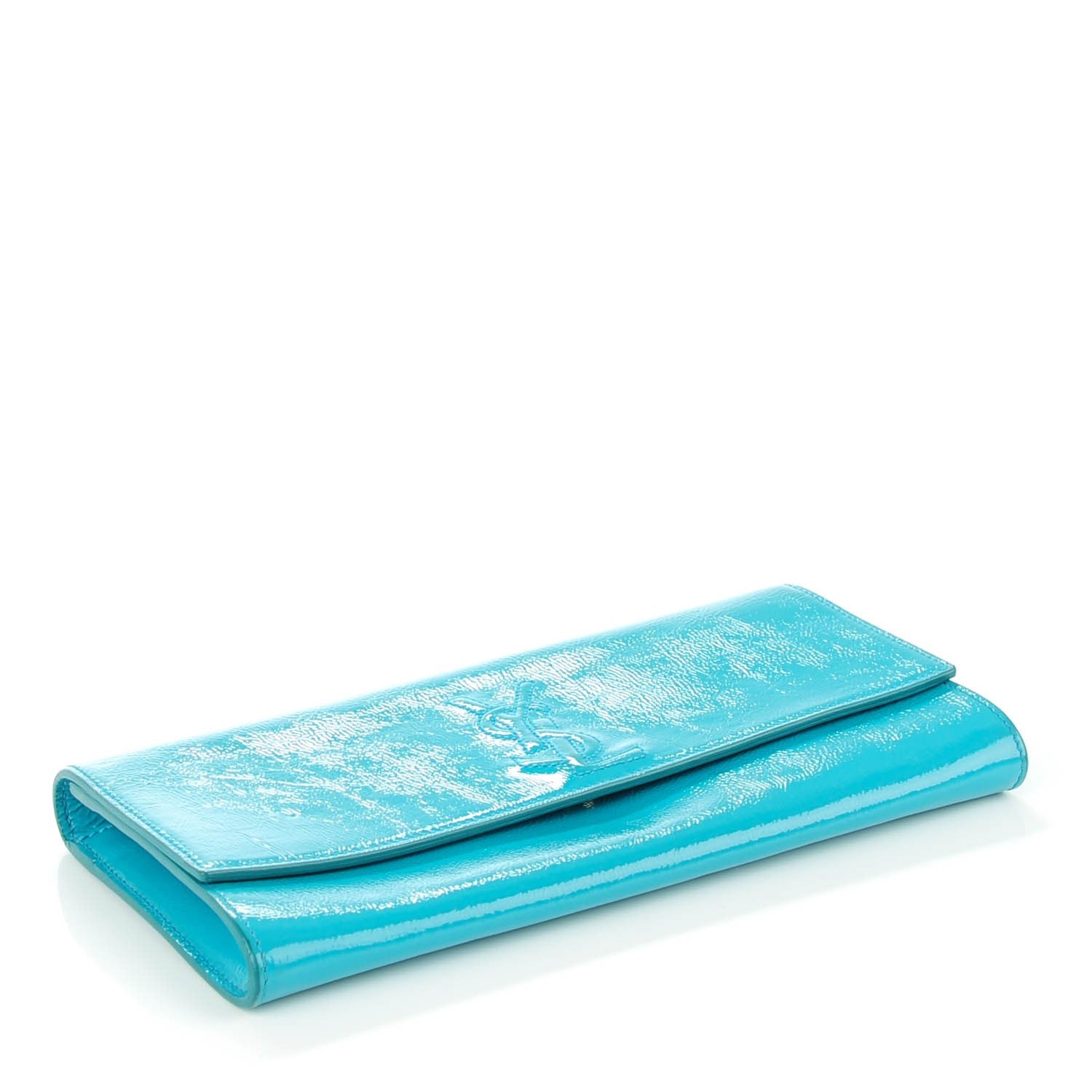 Saint Laurent Textured Patent Calfskin Small Belle De Jour Clutch Turquoise 4 of 7