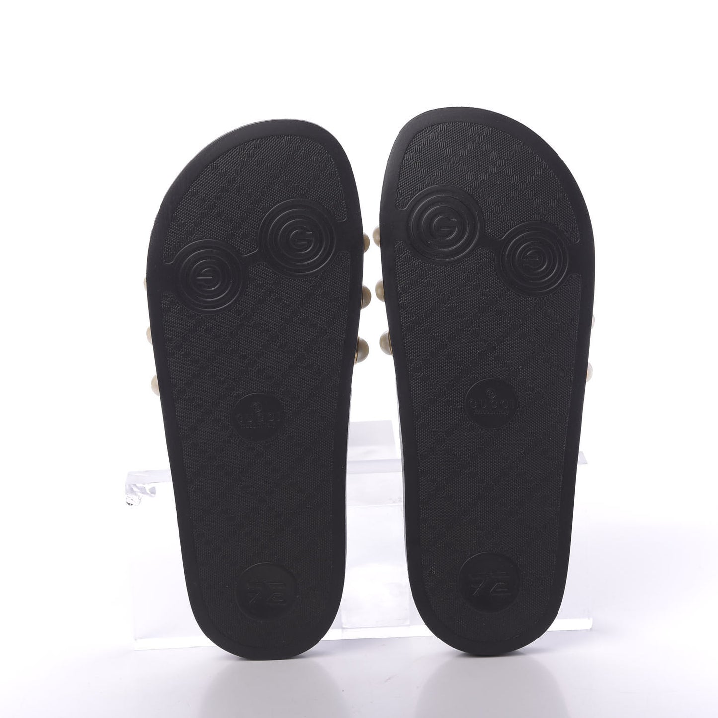 GG Supreme Monogram Slide Pearls Sandals 39 Beige