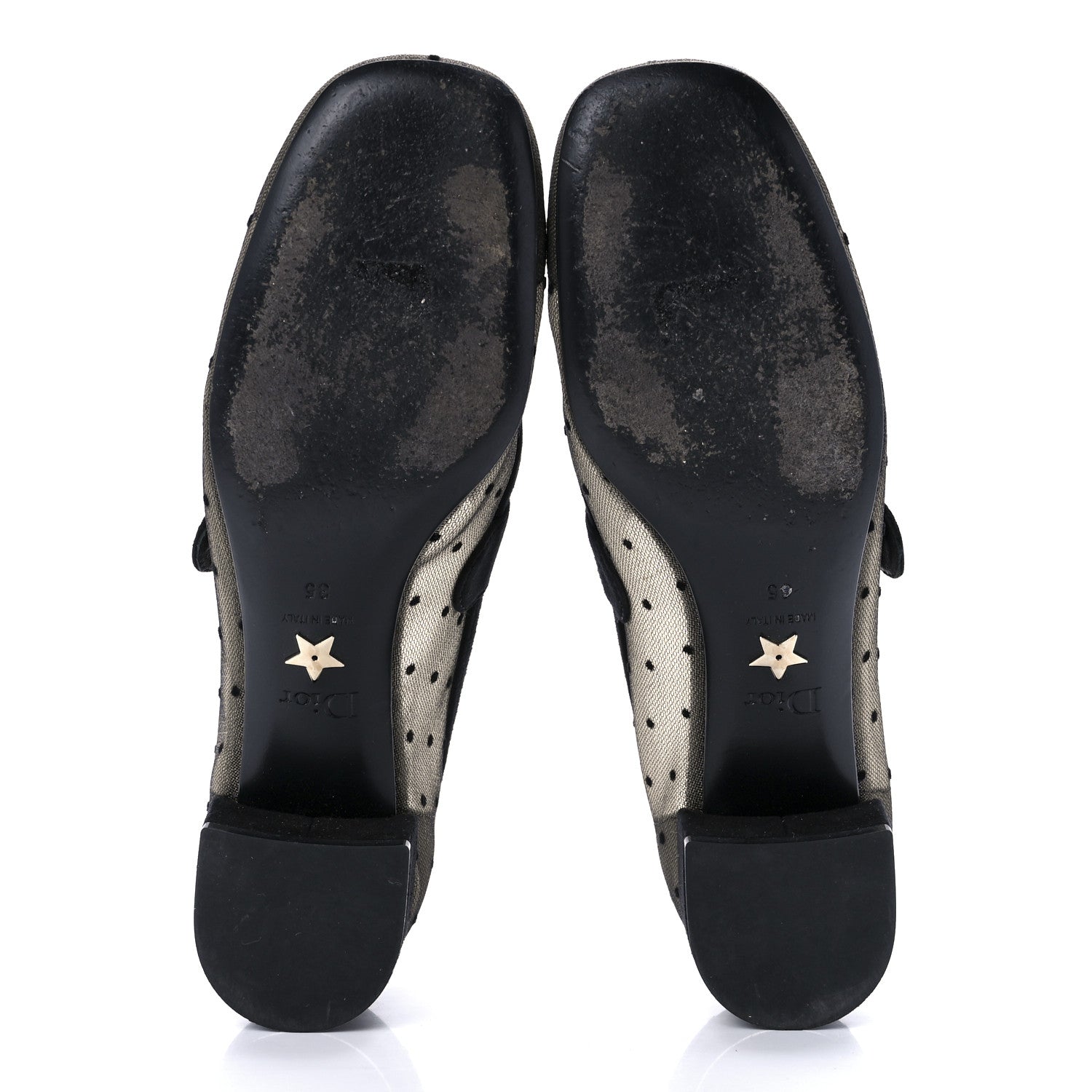 Christian Dior Mesh Plumetis Suede Baby-D Ballet Pumps 35 Black 5 of 7