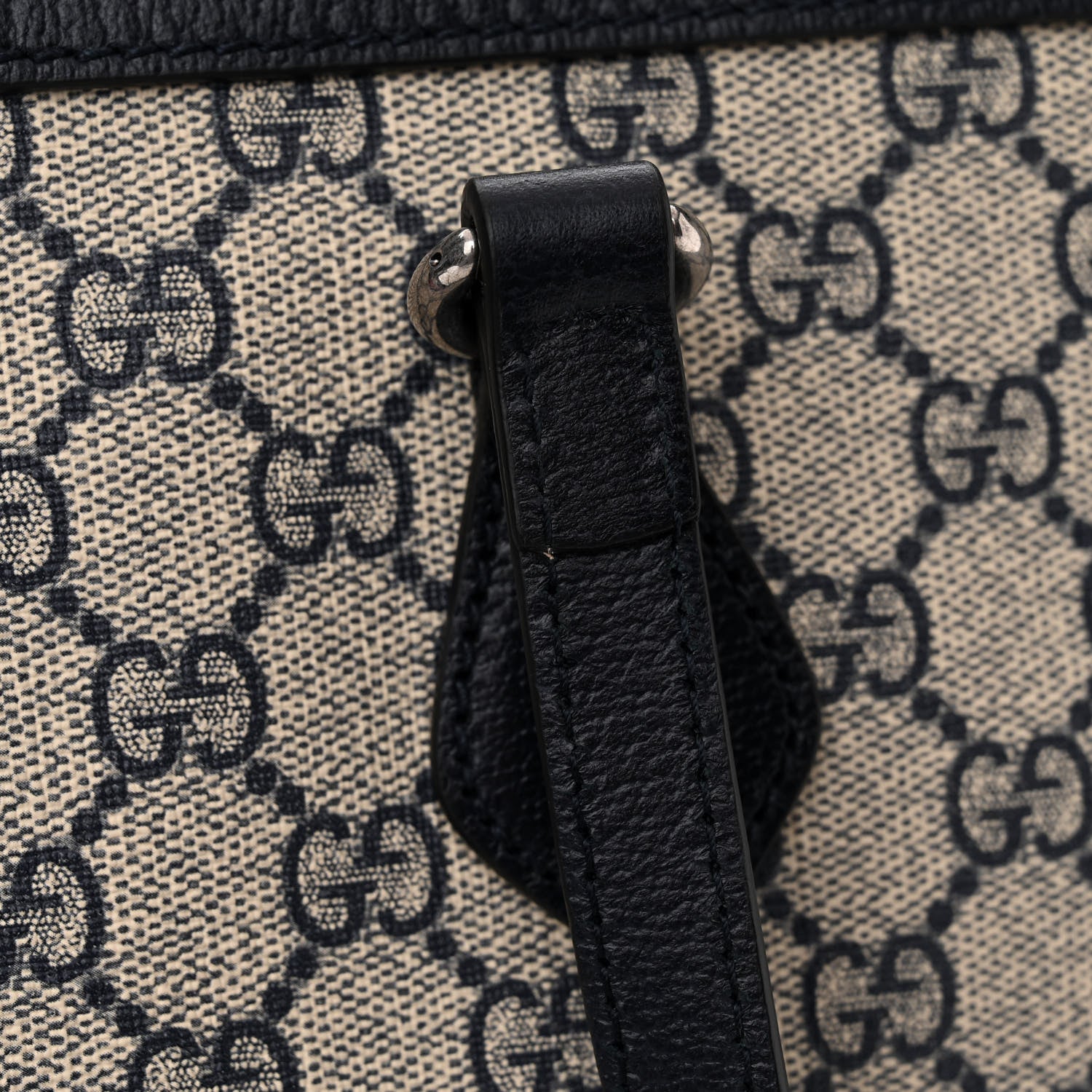 Gucci GG Supreme Monogram Textured Calfskin Web Medium Ophidia Shopping Tote Beige Blue 12 of 12
