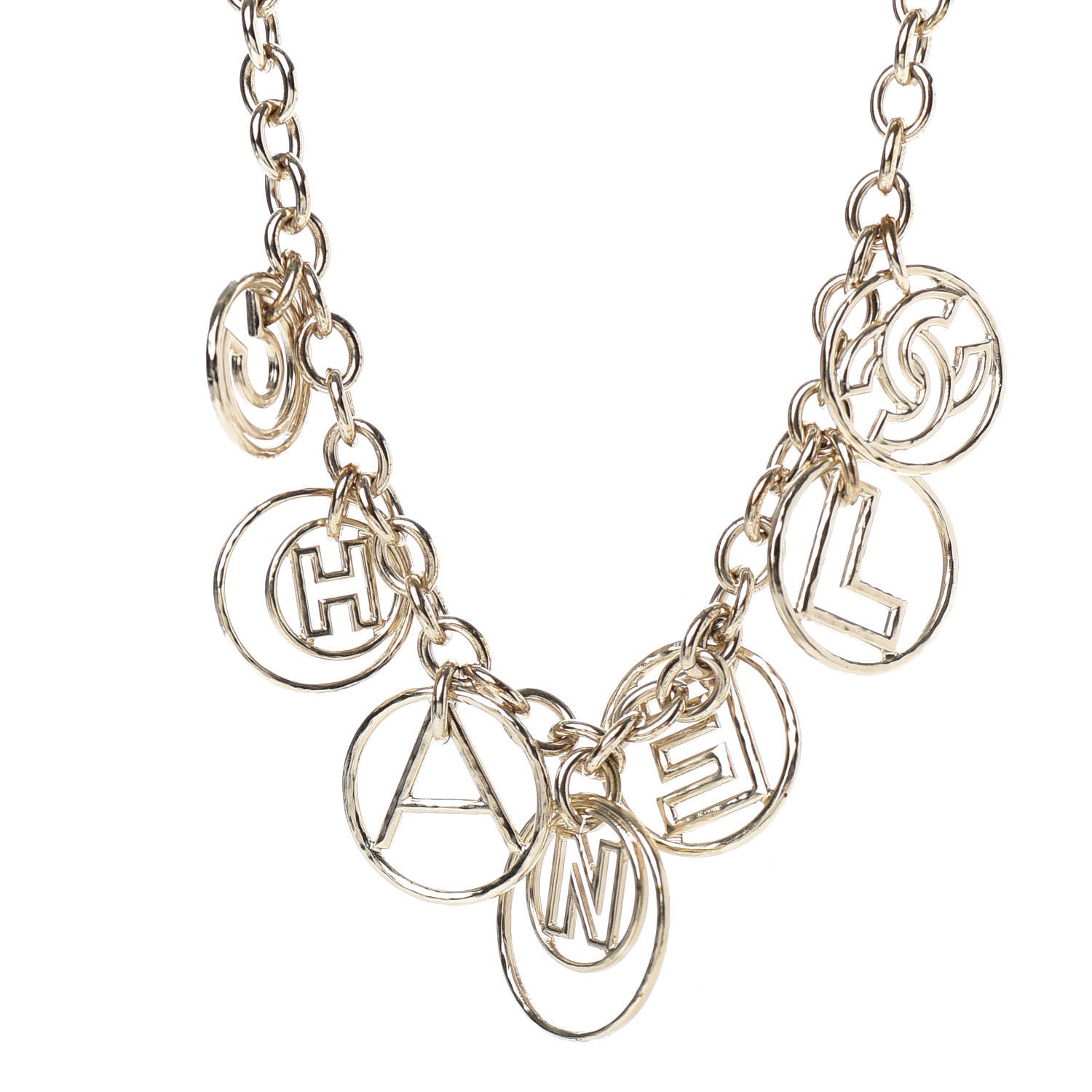 Chanel Metal Hoop Cuba Logo Necklace Gold 1 of 4