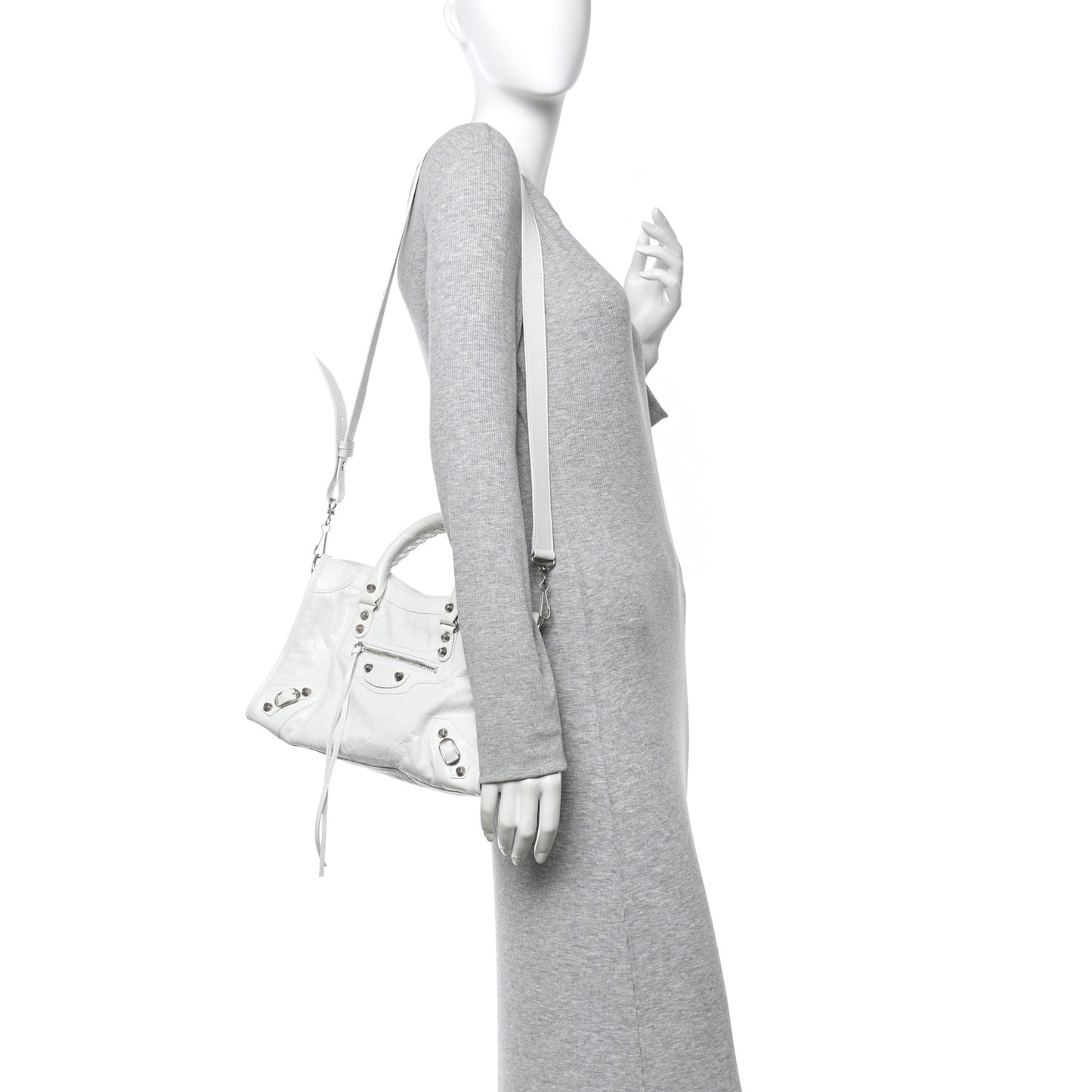 Agneau Arena Silver Hardware Small Le City Optic White