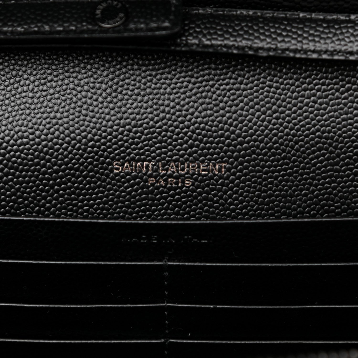 Saint Laurent Grain De Poudre Matelasse Chevron Monogram Chain Wallet Black 6 of 10