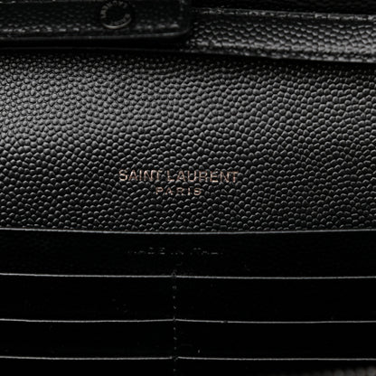 Saint Laurent Grain De Poudre Matelasse Chevron Monogram Chain Wallet Black 6 of 10