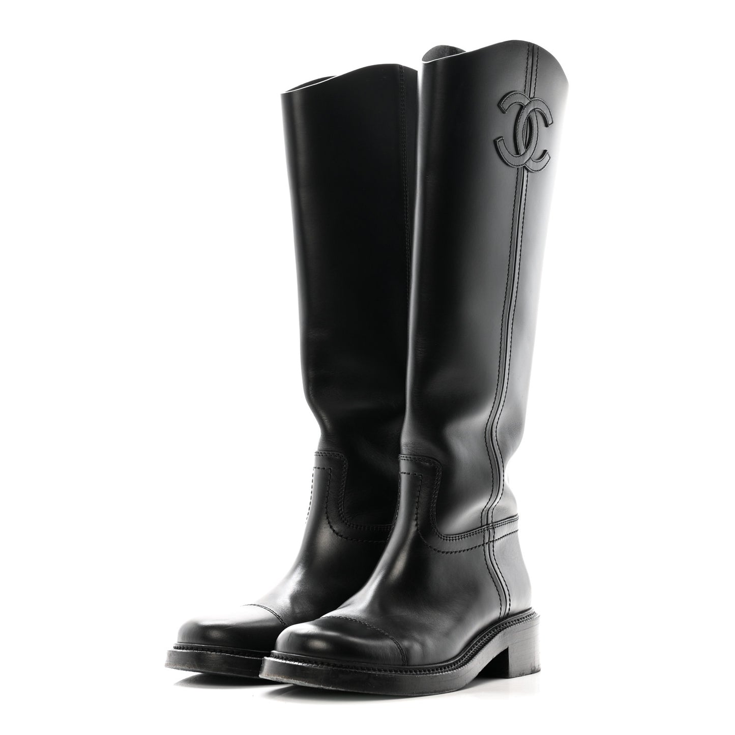Calfskin Cap Toe CC Riding Boots 39 Black