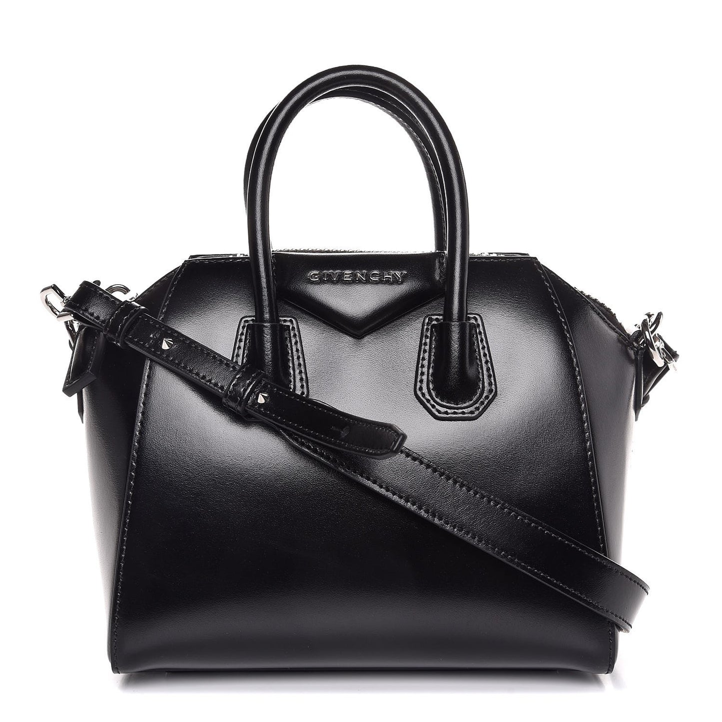 Shiny Lord Calfskin Mini Antigona Black