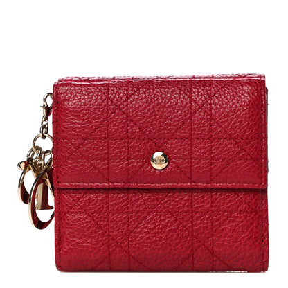 Christian Dior Grained Calfskin Cannage Lady Dior French Wallet Red 1 of 11