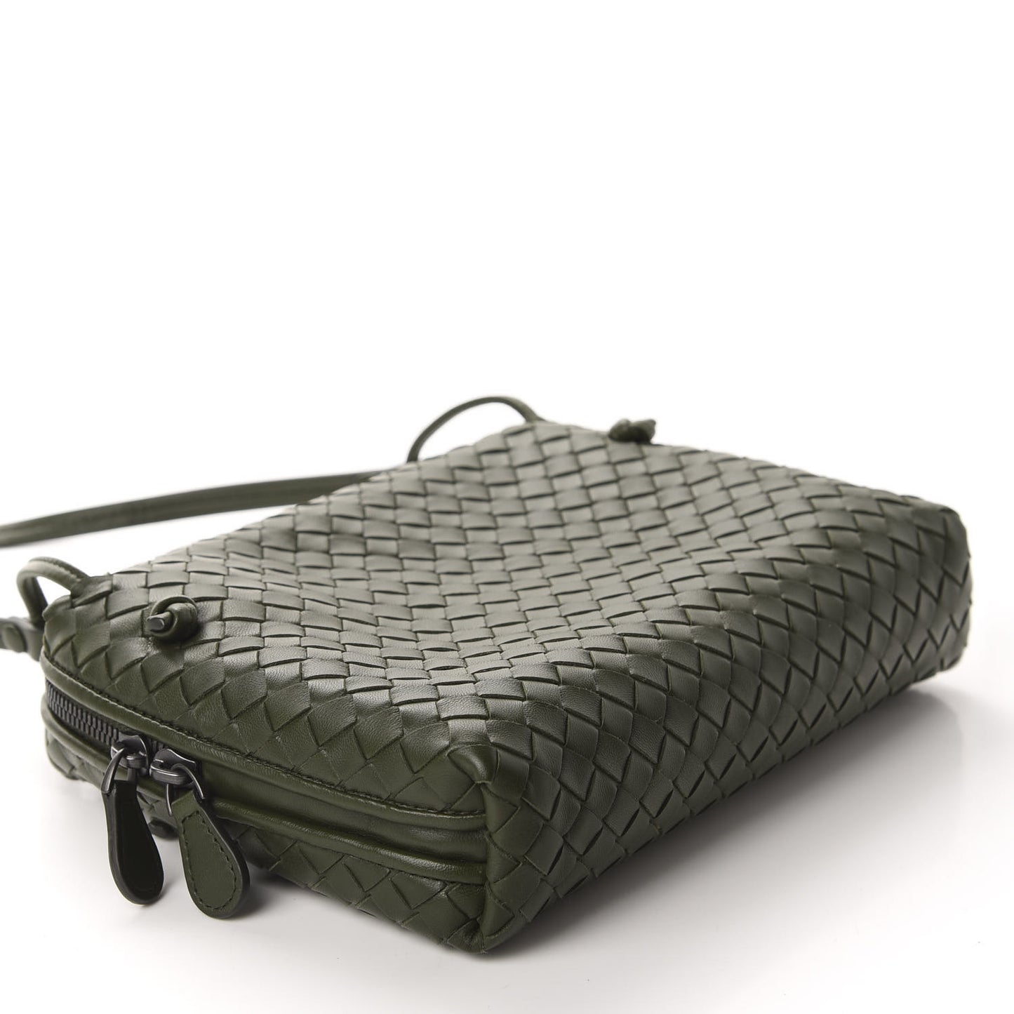 Nappa Intrecciato Nodini Crossbody Messenger Moss