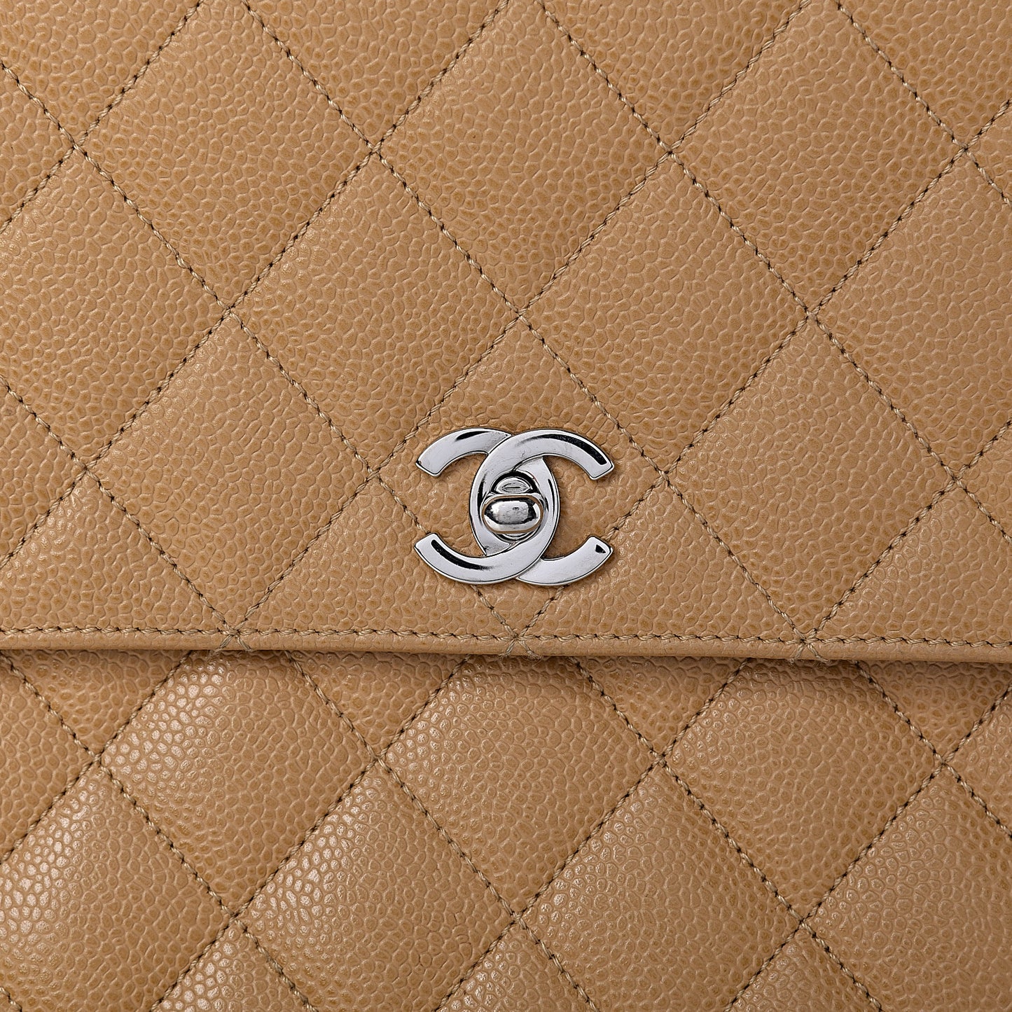 Caviar Quilted Jumbo Kelly Flap Beige