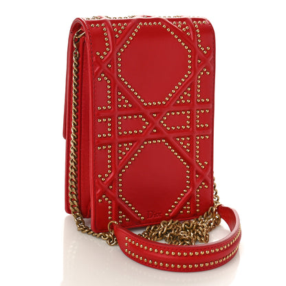 Christian Dior Lambskin Studded Vertical Diorama Spicy Red 2 of 8