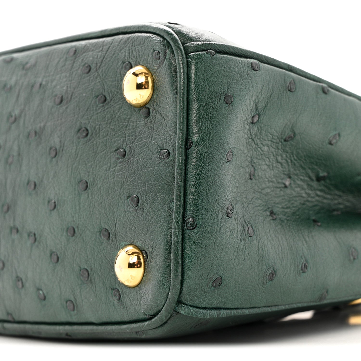 Prada Ostrich Mini Galleria Double Zip Tote Smeraldo 9 of 12