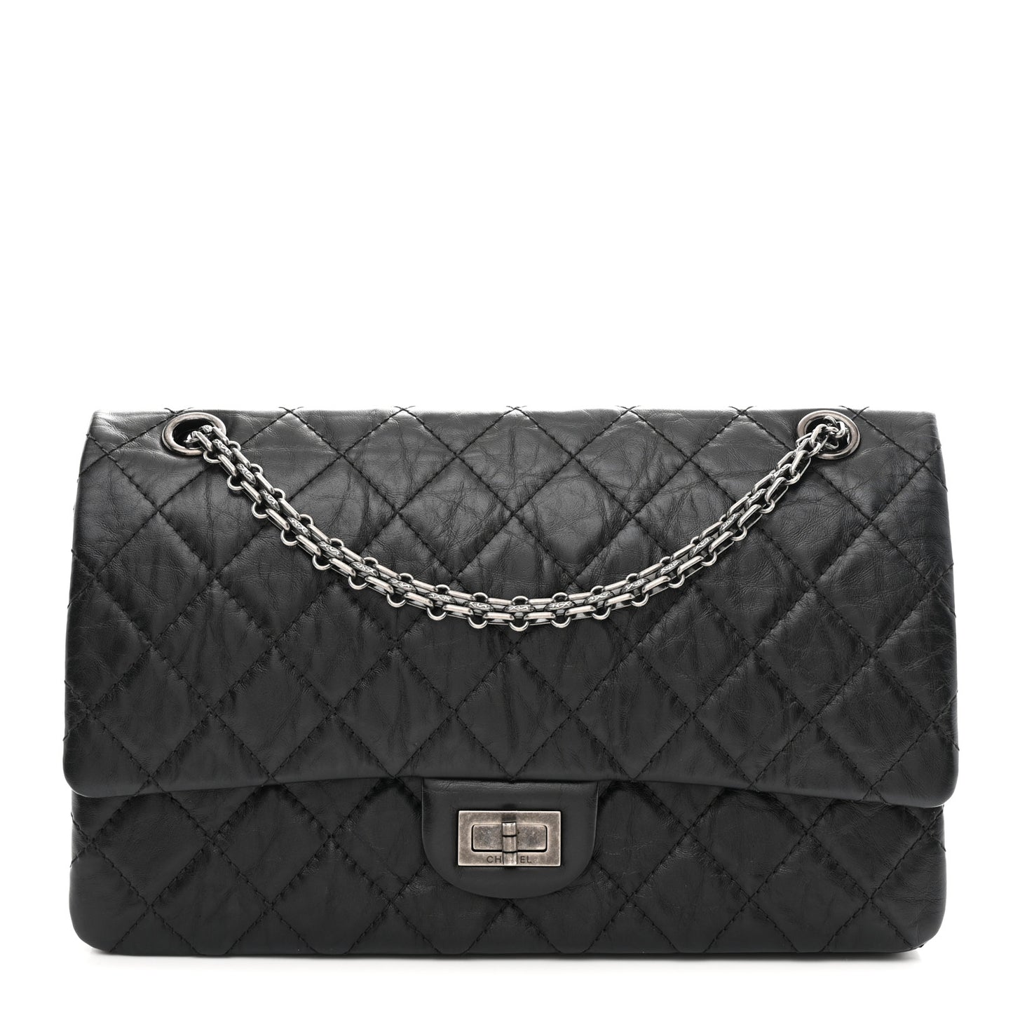 Aged Calfskin Quilted 2.55 Reissue 226 Flap Black
