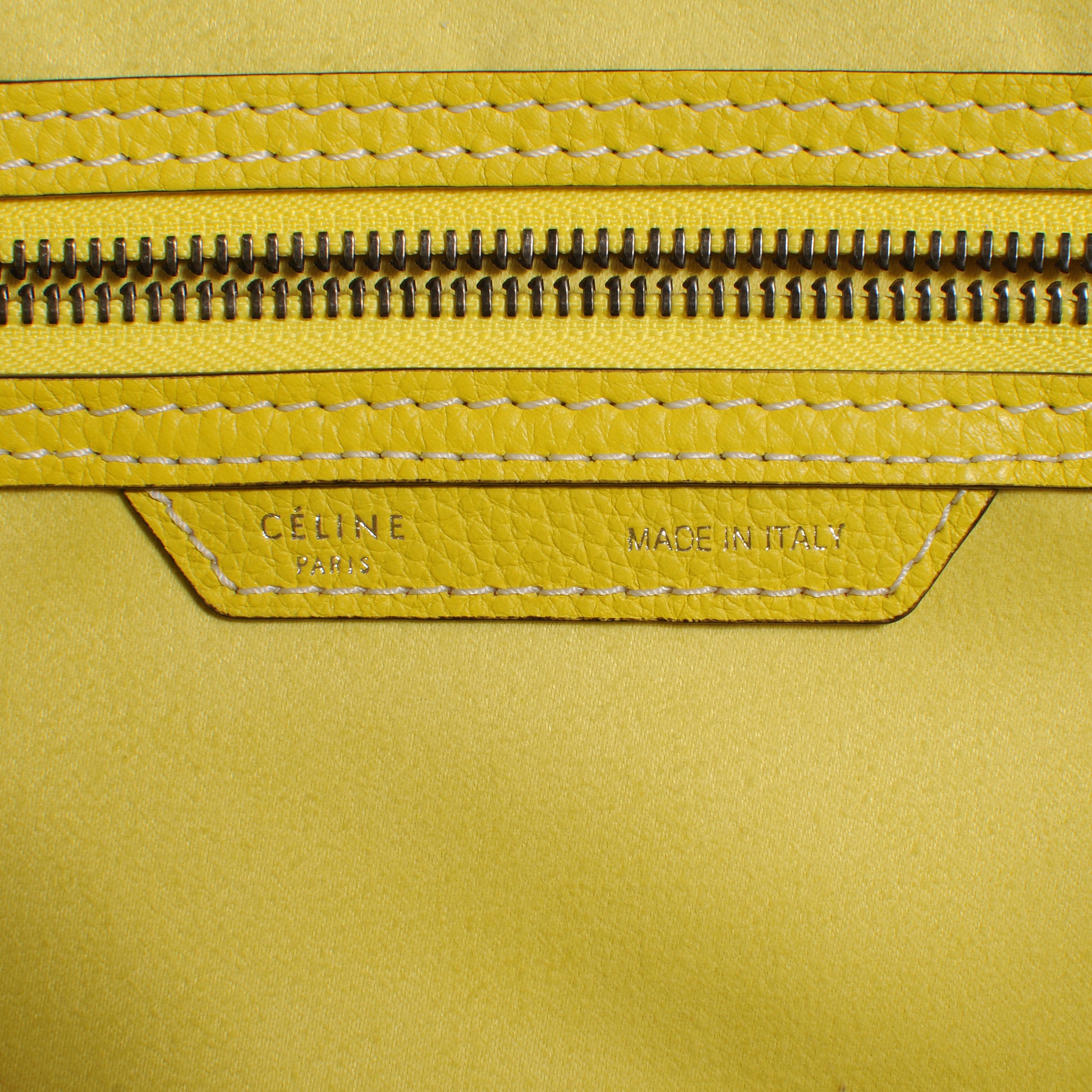 Celine Drummed Calfskin Mini Luggage Citron 6 of 10