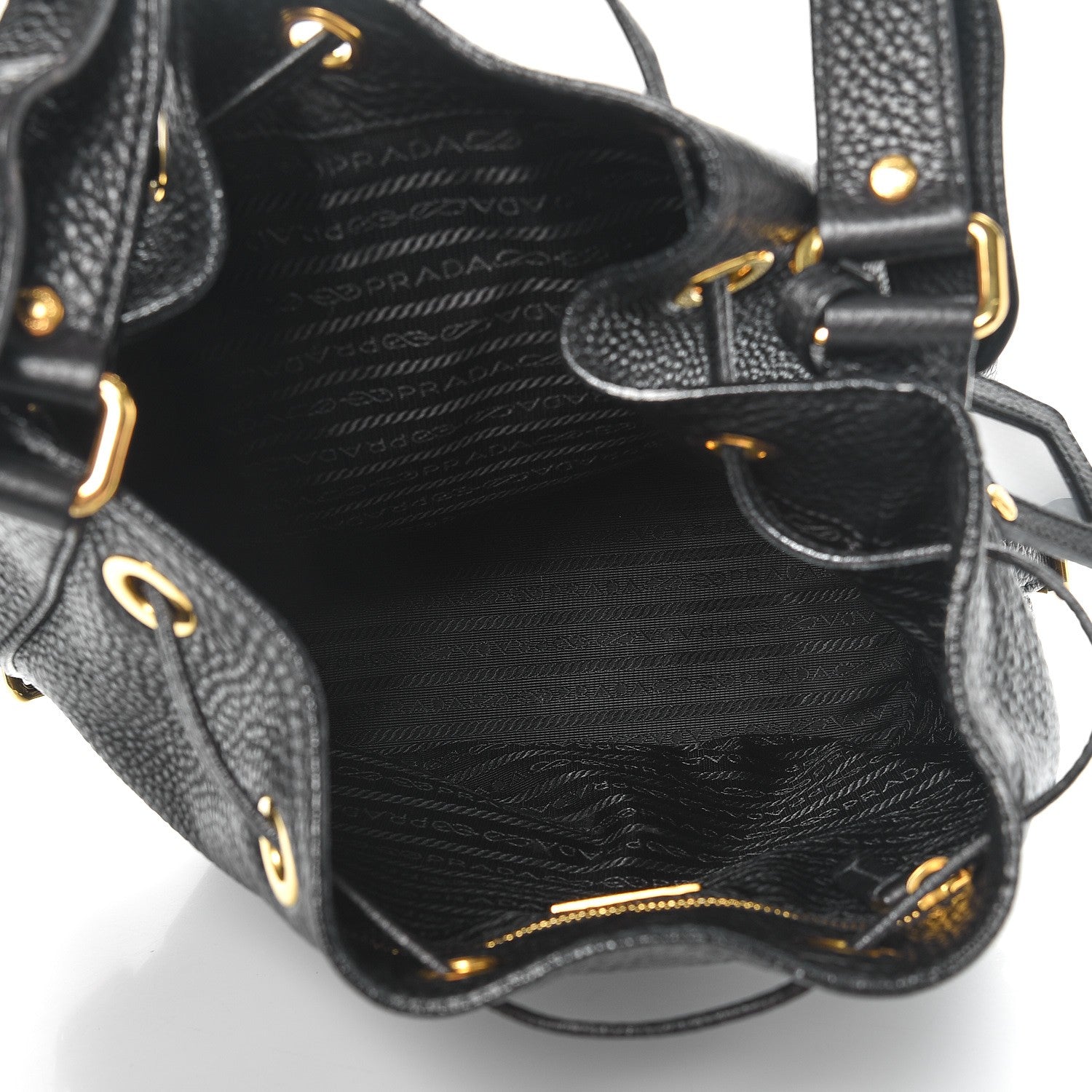 Prada Vitello Daino Drawstring Bucket Nero Black 5 of 10