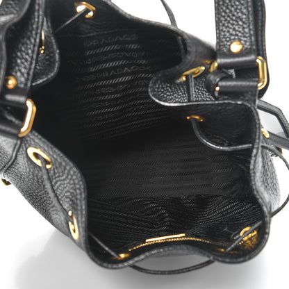 Prada Vitello Daino Drawstring Bucket Nero Black 5 of 10