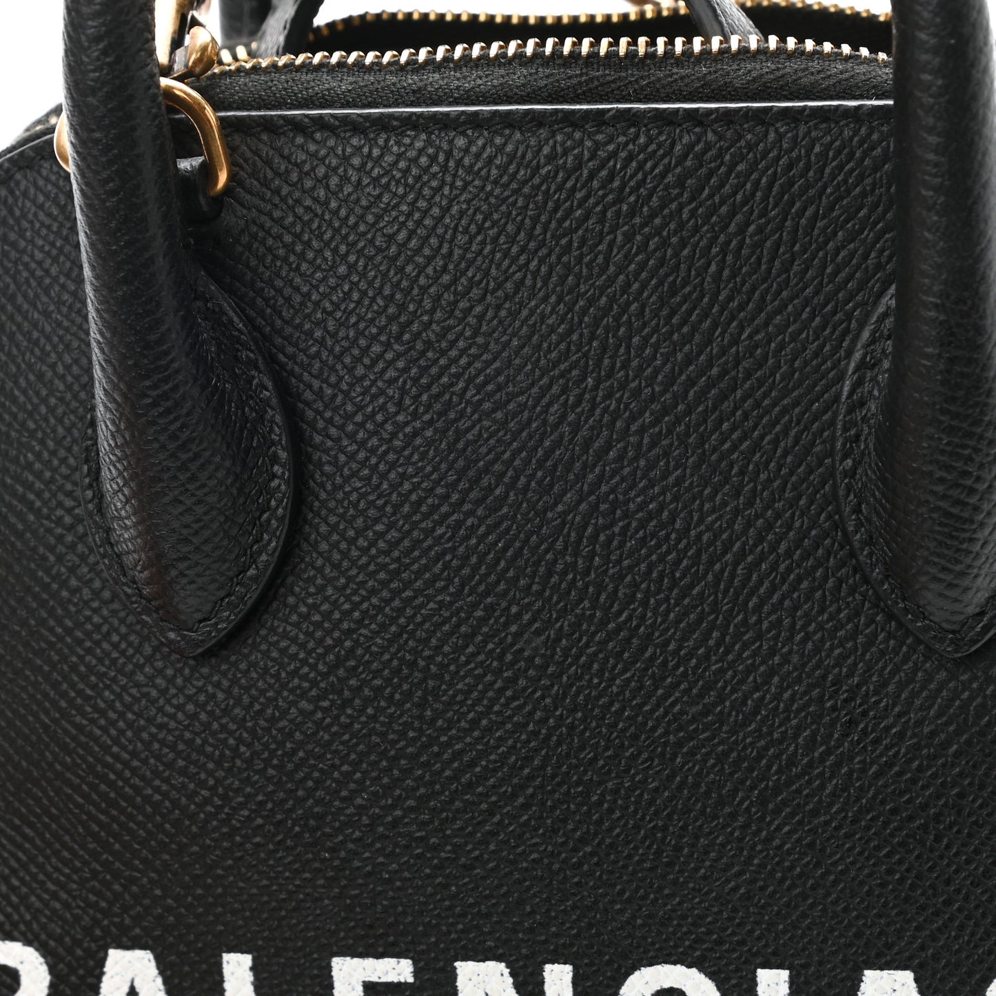 Signature Grained Calfskin XXS Ville Top Handle Bag Black White