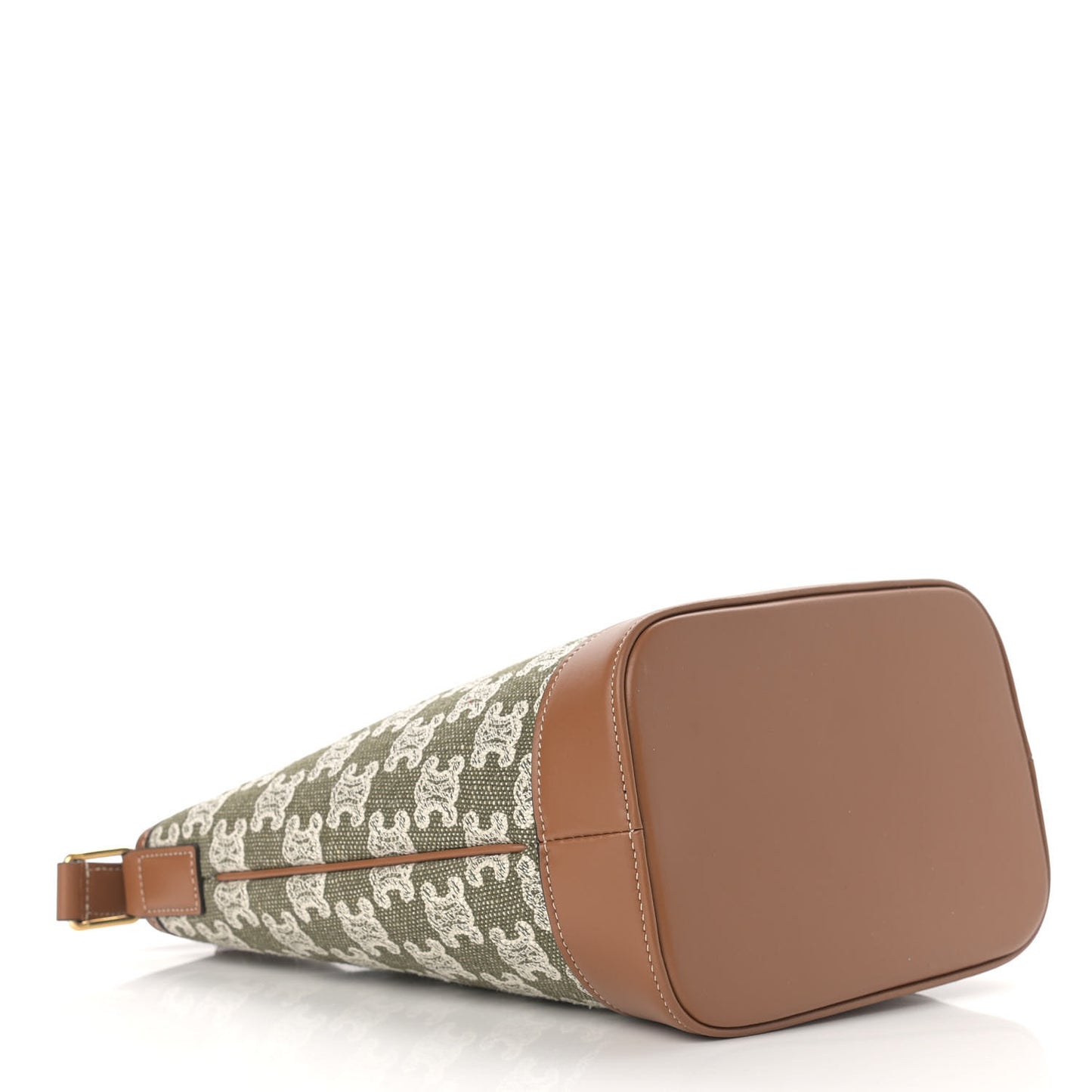 Triomphe Canvas Calfskin Small Bucket Bag Green