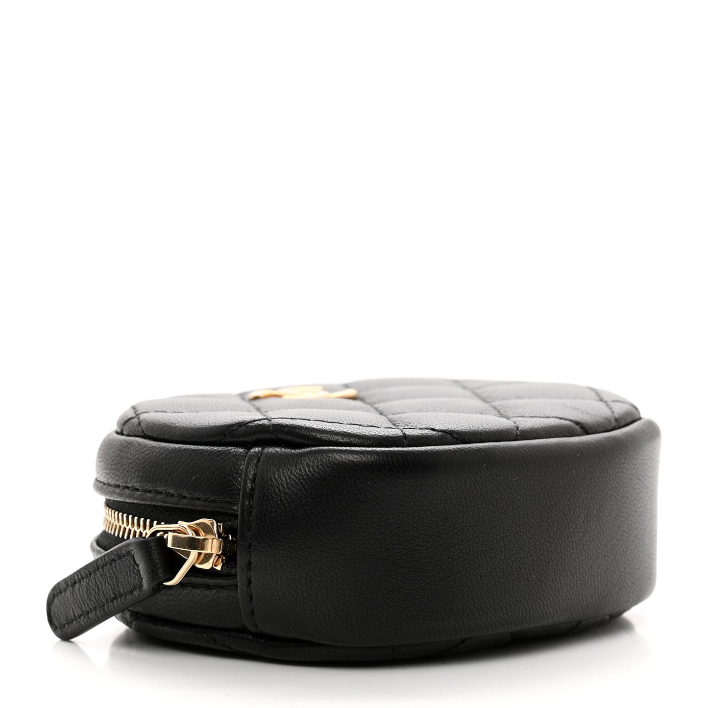 Lambskin Quilted Zip Around Classic Coin Purse Black