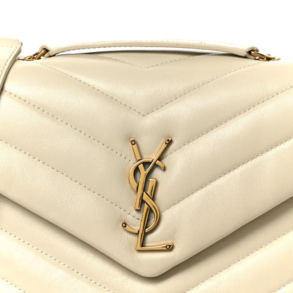 Saint Laurent Calfskin Y Quilted Monogram Small Loulou Chain Satchel Crema Soft 9 of 11