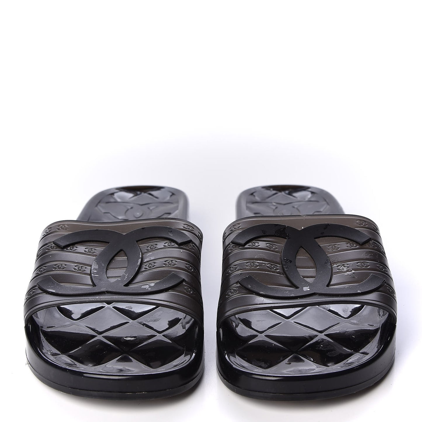 PVC Transparent CC Flat Slide Sandals 40 Black