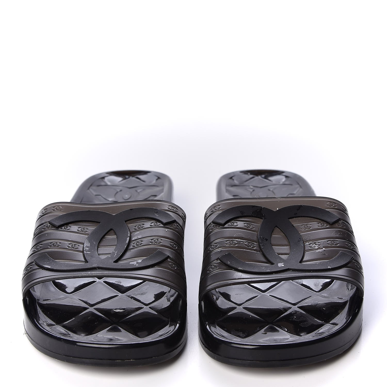 Chanel PVC Transparent CC Flat Slide Sandals 40 Black 2 of 8