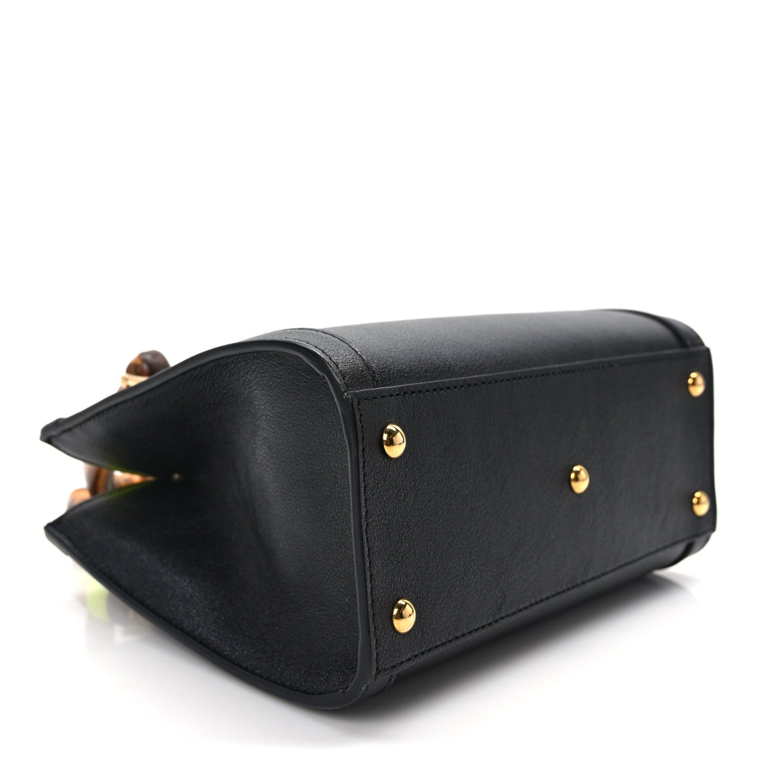 Gucci Wonka Grain Calfskin Mini Diana Tote Bag Black Yellow Fluo 4 of 13