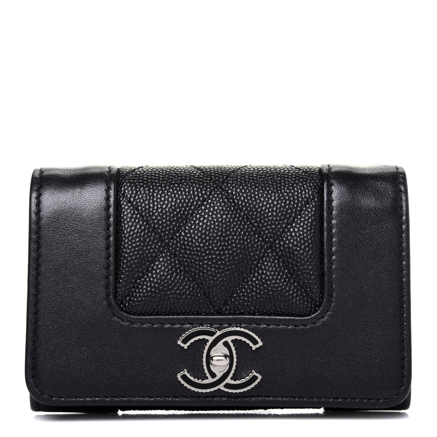 Chanel Caviar Quilted Vintage Mademoiselle Flap Card Holder Black 1 of 12