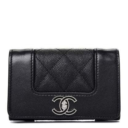 Chanel Caviar Quilted Vintage Mademoiselle Flap Card Holder Black 1 of 12
