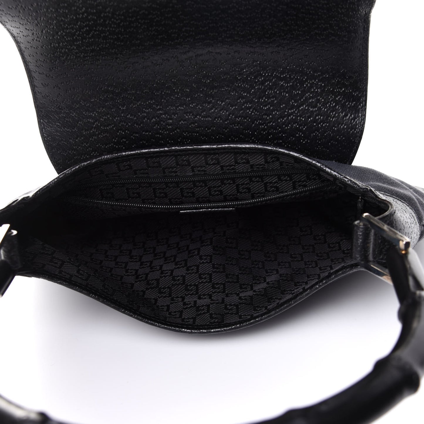 Canvas Calfskin Bamboo Handle Jackie O Hobo Black