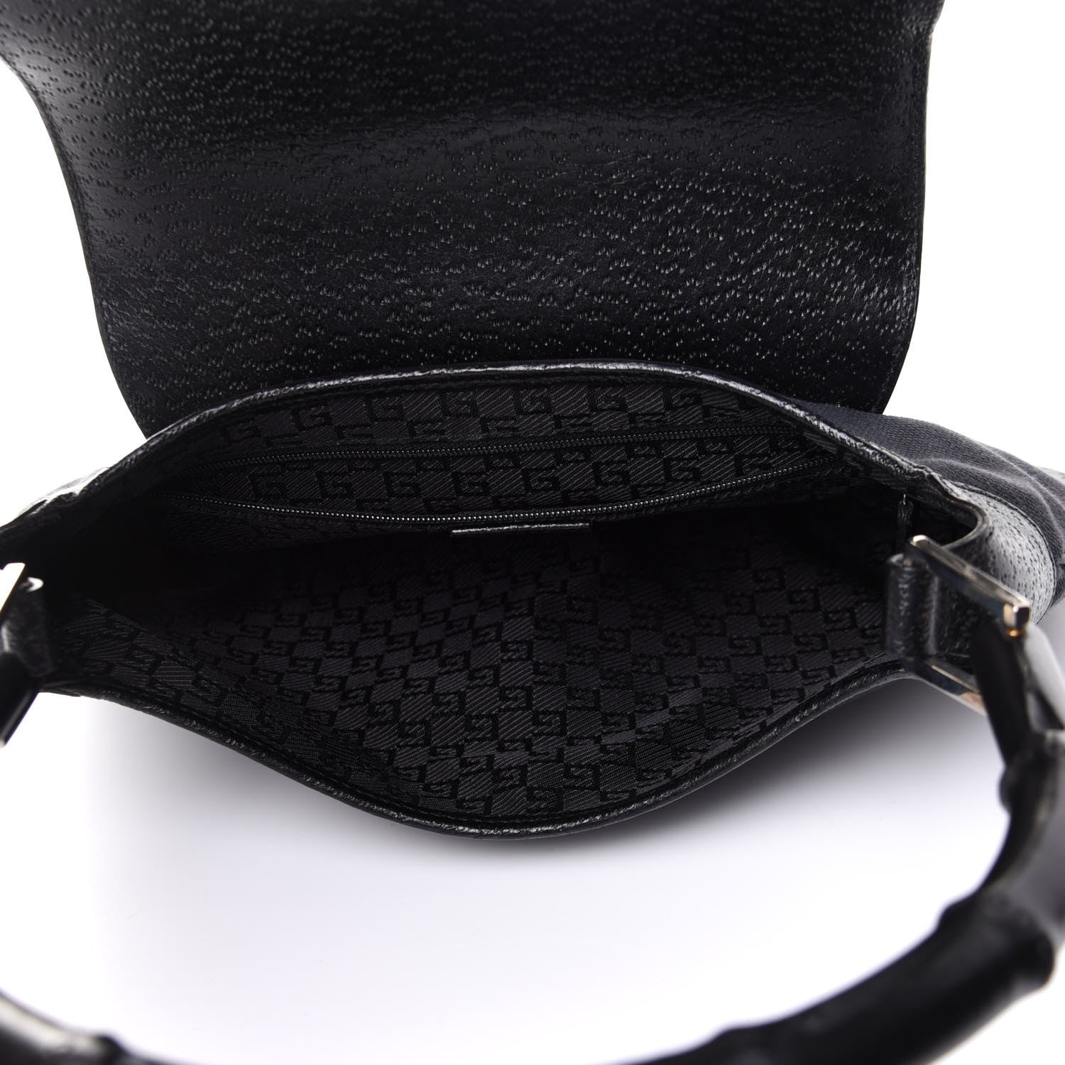 Gucci Canvas Calfskin Bamboo Handle Jackie O Hobo Black 9 of 18