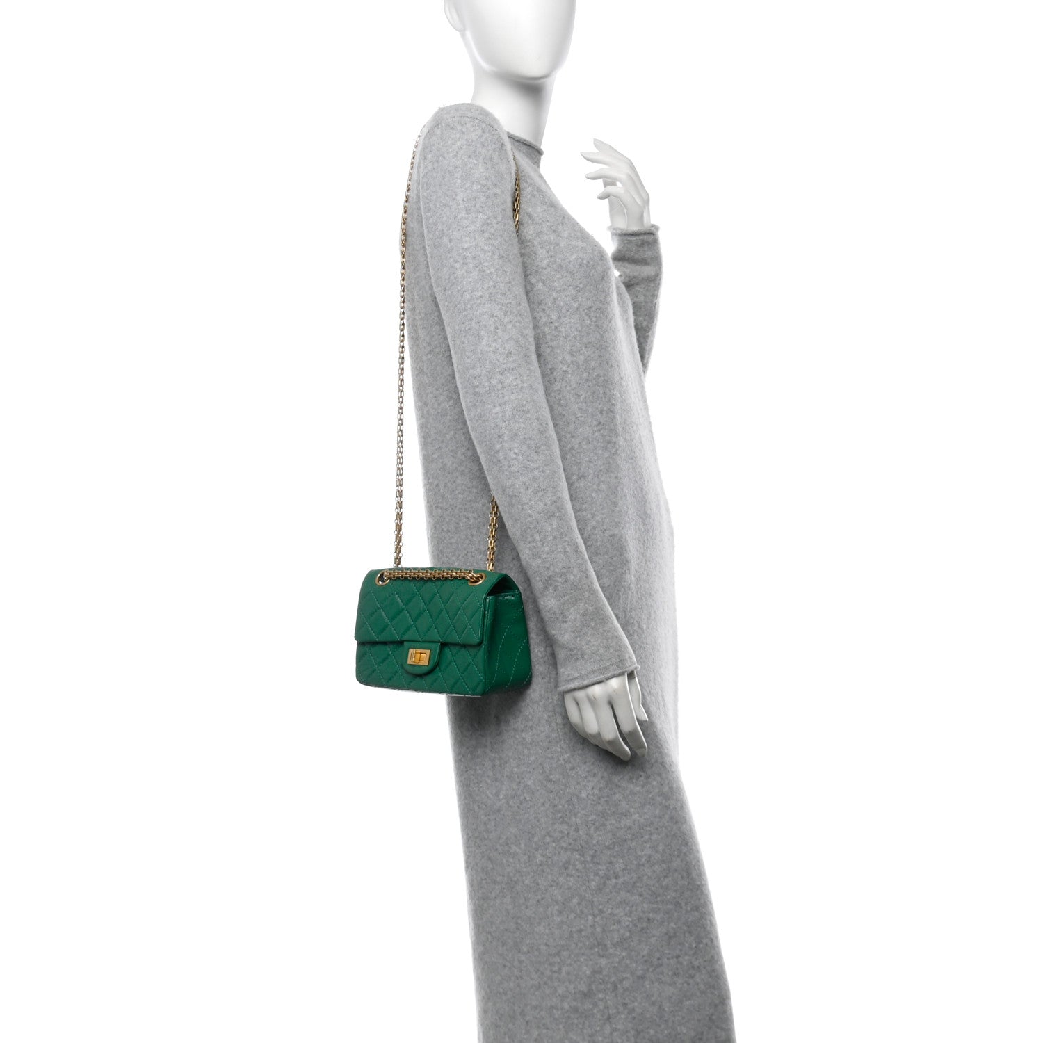Chanel Aged Calfskin Quilted 2.55 Reissue Mini Flap Green 2 of 10