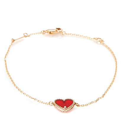 Van Cleef & Arpels 18K Rose Gold Carnelian Sweet Alhambra Heart Bracelet 1 of 6