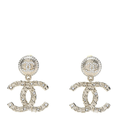 Chanel Crystal CC Drop Earrings Gold 1 of 5