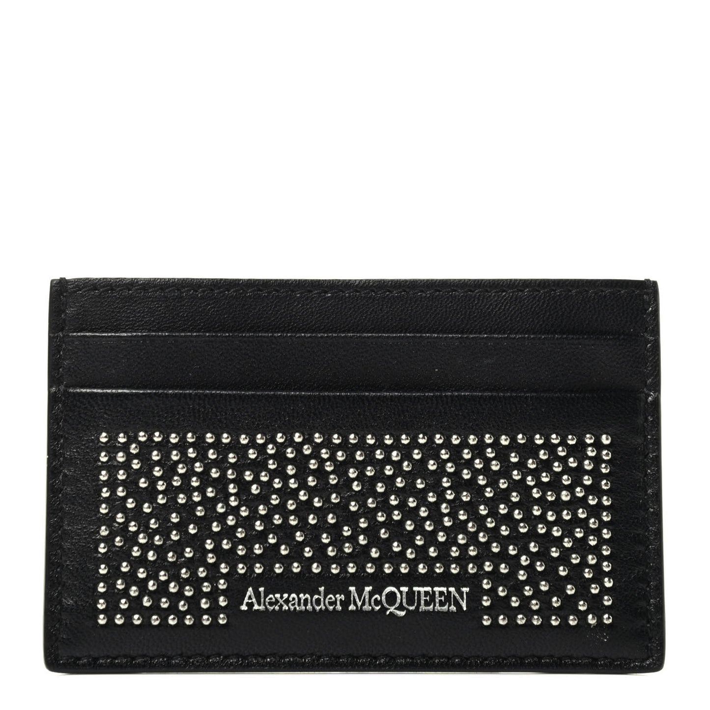 Calfskin Studded Card Holder Black