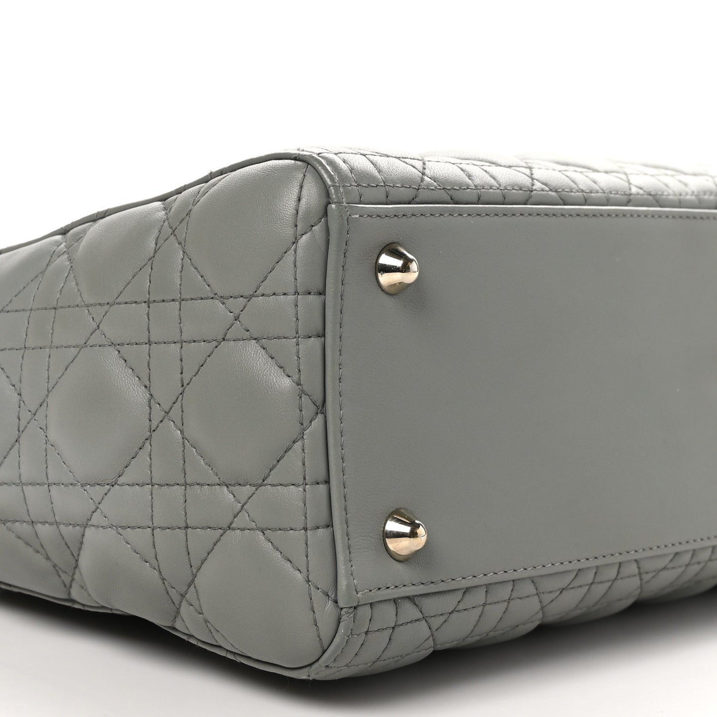 Lambskin Cannage Large Lady Dior Stone Grey