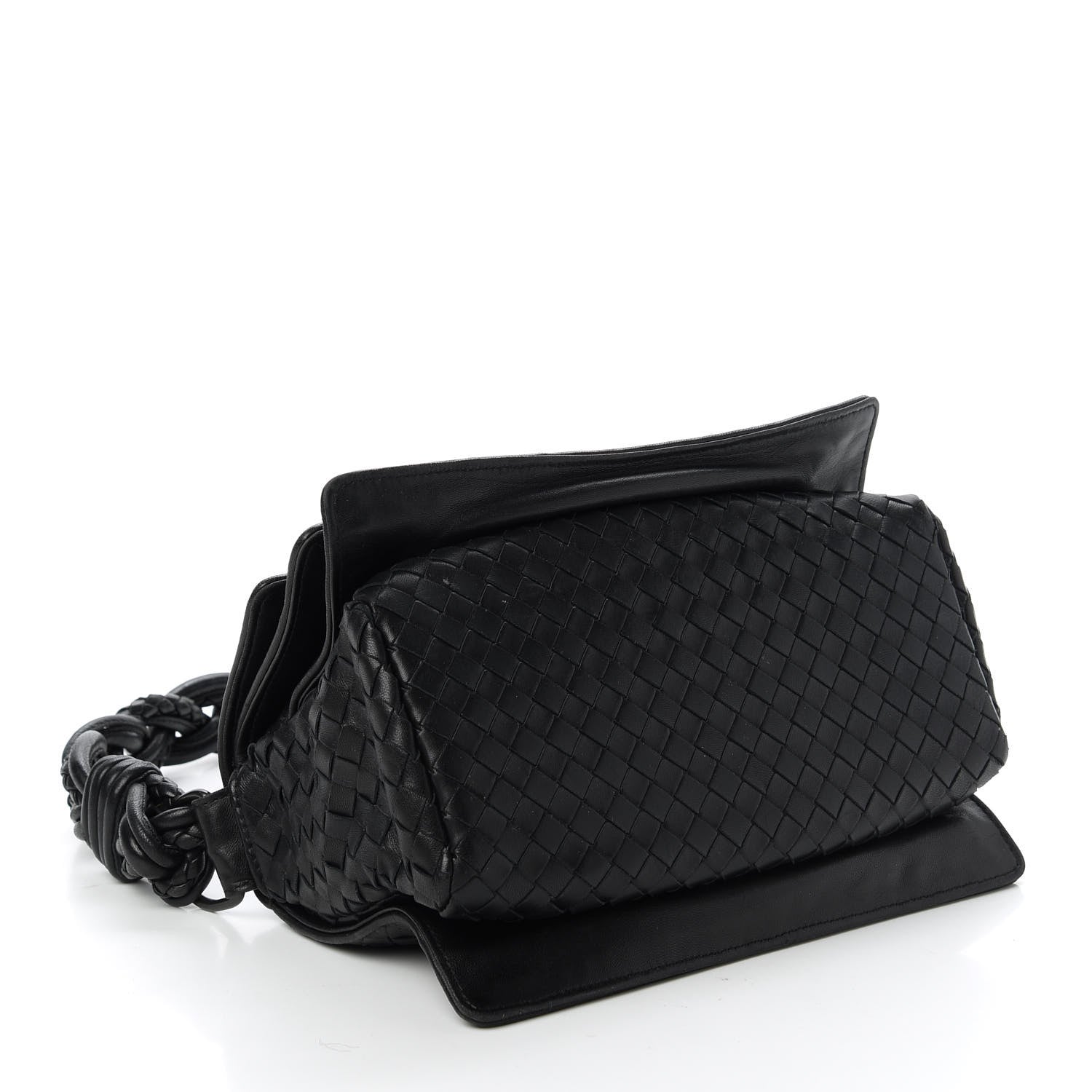 Bottega Veneta Nappa Intrecciato Braided Flap Shoulder Bag Black 4 of 10