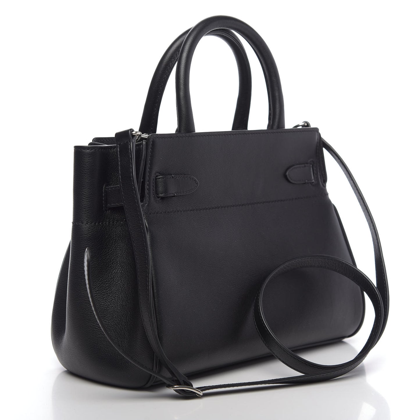 Grained Calfskin Small Belted Bayswater Tote Black
